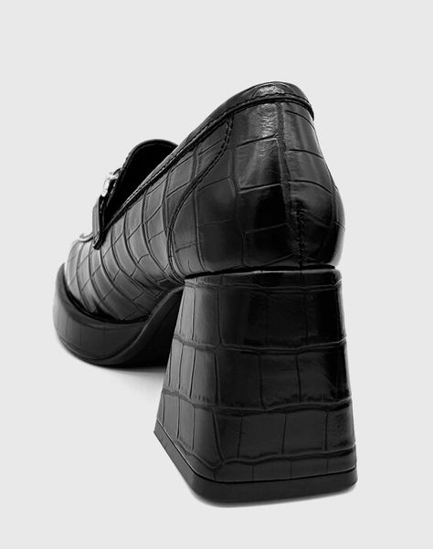 Zapato para mujer con taco y cadena Negro-3