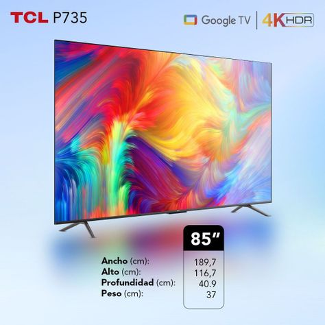 LED 85" TCL 85P735 4K HDR Smart TV Google TV-10