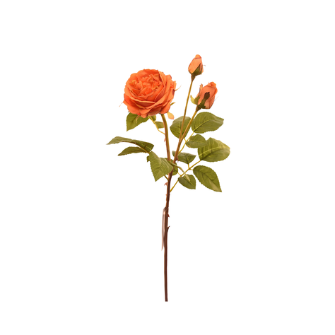 Flor de rosa artificial color naranjo de 59 cm-1