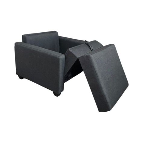 SOFA CAMA MULTIFUNCIONAL DE UN CUERPO LINO GRIS OSCURO-2
