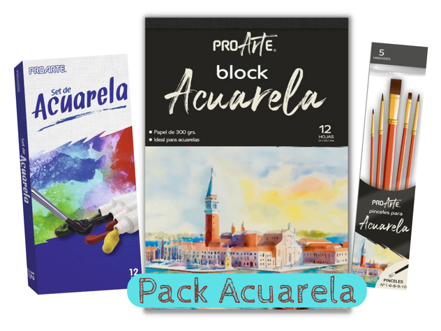 Super Pack Acuarela, 12 Tubos, 5 Pinceles y 1 Block de 12 Hojas-0