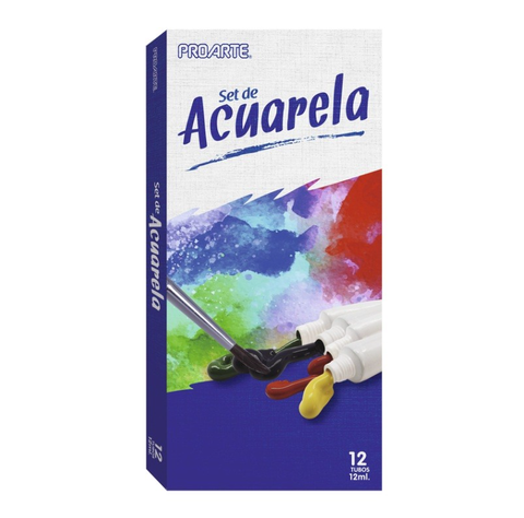 Super Pack Acuarela, 12 Tubos, 5 Pinceles y 1 Block de 12 Hojas-3