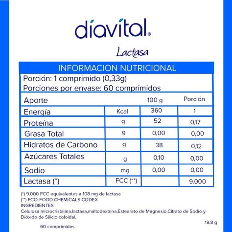 Diavital Lactasa 60 Comprimidos Sin Sabor-1