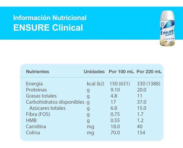 Ensure Clinical Bebible 220ml Vainilla Vitaminas Abbott-1