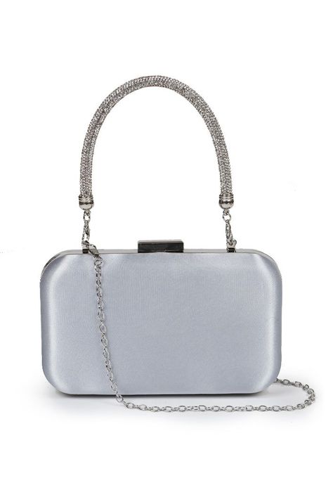 Cartera de fiesta CRX16 Plata Tela-0