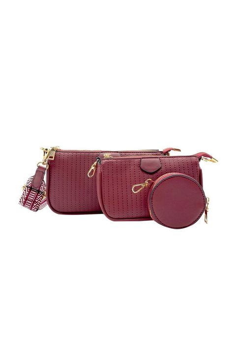 Cartera + estuche + monedero Ecocuero Burdeo CRS88-0