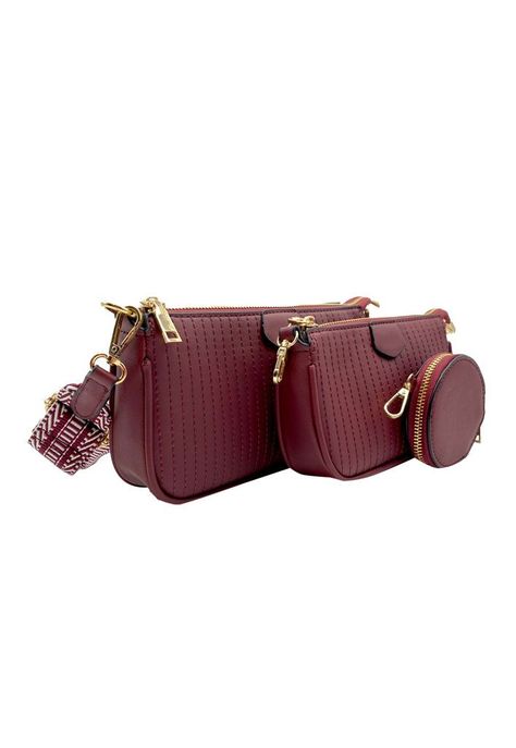 Cartera + estuche + monedero Ecocuero Burdeo CRS88-1