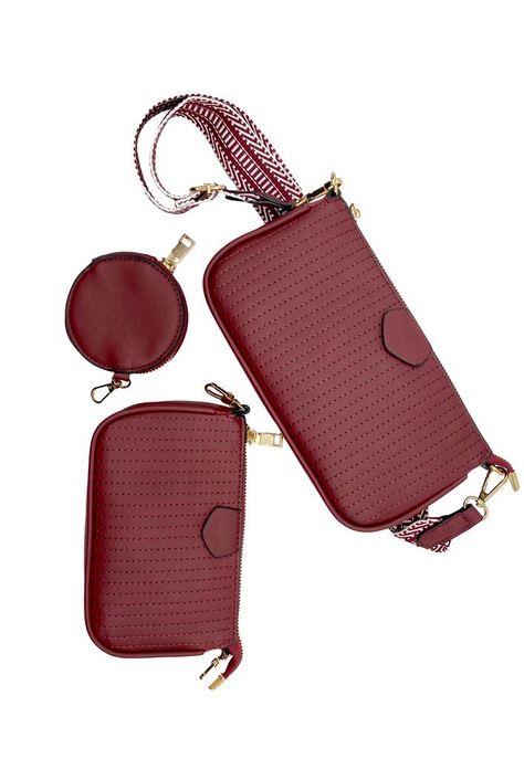 Cartera + estuche + monedero Ecocuero Burdeo CRS88-2