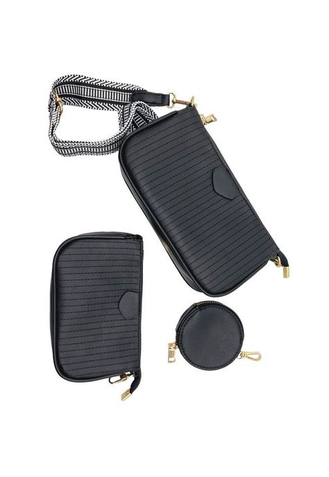 Cartera + estuche + monedero Ecocuero Negro CRS88-3