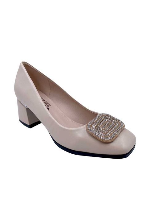 Zapato de taco Ecocuero ZB012 Beige-1