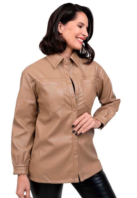 Camisa EcoCuero CHG61 Beige-1
