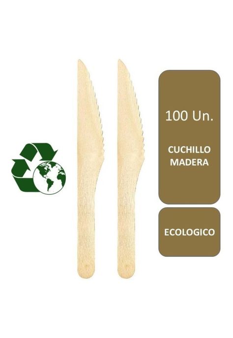 100 Cuchillos Cubiertos De Madera Desechables Ecológico-0
