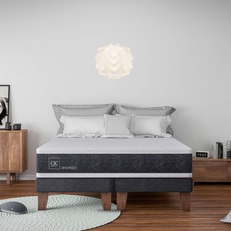 Cama Europea Cic Ortopedic 2 Plazas + Muebles Espresso-4