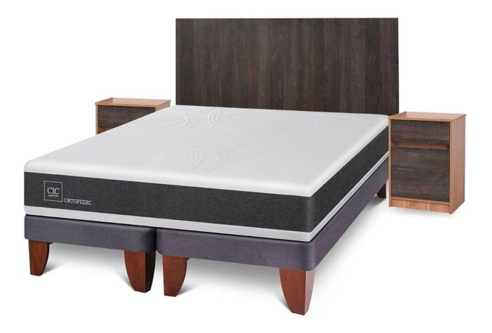 Cama Europea Cic Ortopedic 2 Plazas + Muebles Espresso-5