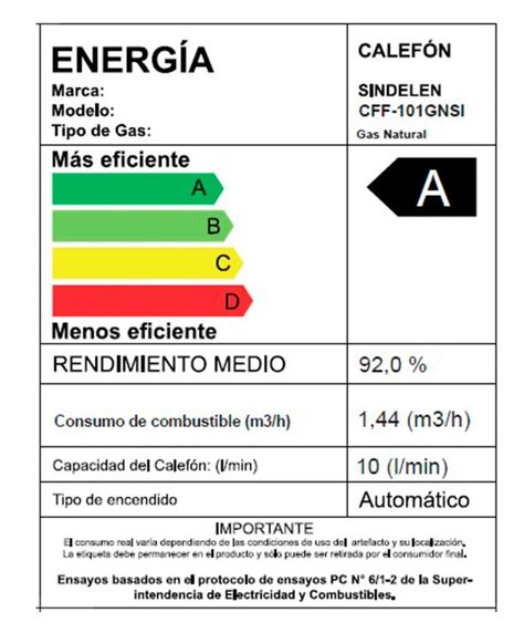 Calefón Sindelen Gas Natural Tiro Forzado Cff-101gnsi-3