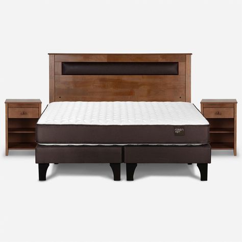 Cama Europea Ergo T 2 Plazas + Respaldo + 2 Veladores Rosen-0