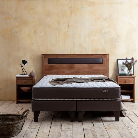 Cama Europea Ergo T 2 Plazas + Respaldo + 2 Veladores Rosen-5