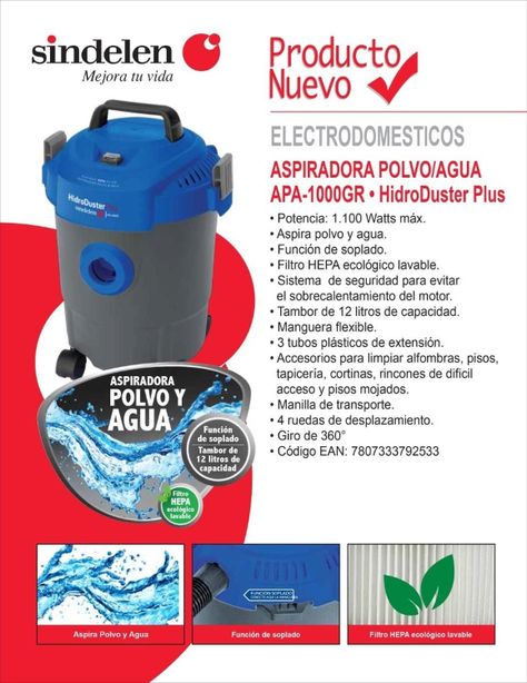 Aspiradora Polvo Y Agua Apa-1000gr Sindelen-6