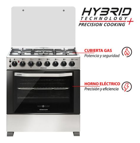 Cocina Gas 5 Quemadores Hibrida Sindelen Ch-740ni-1