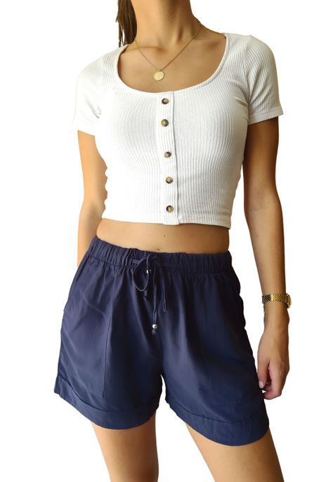 Short Azul MLK Lino Mujer-0