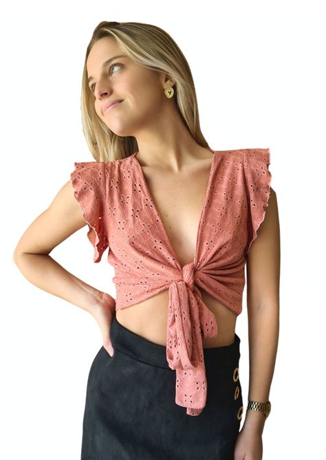 Polera Broderie MLK Rosa Mujer-0