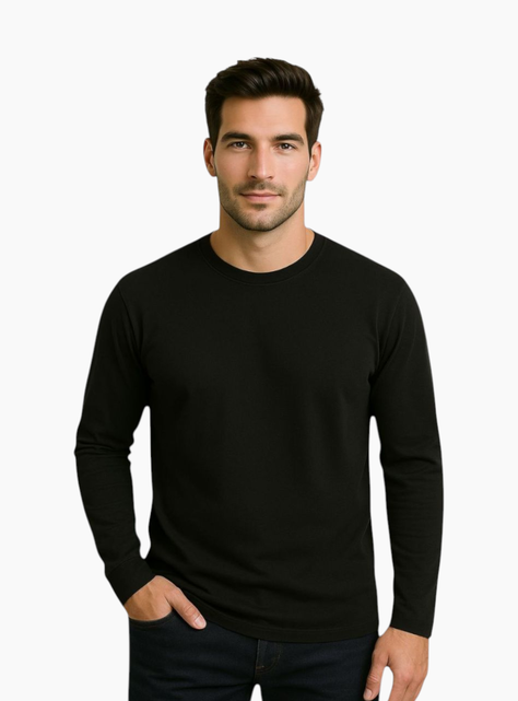 Polera Básica Manga Larga Hombre Algodón Premium MLK-0
