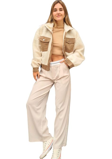 Chaqueta MLK Sherpa Crema Mujer -2