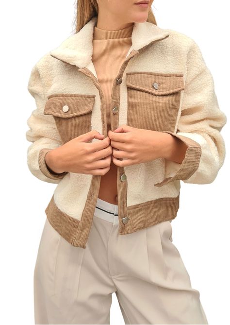 Chaqueta MLK Sherpa Crema Mujer -1