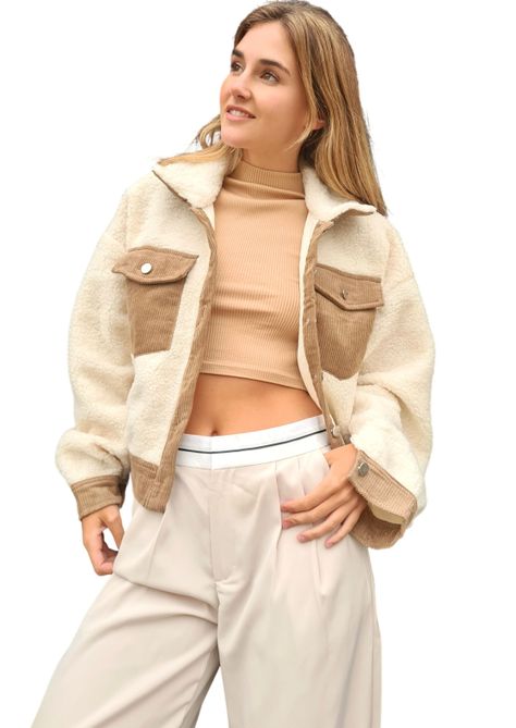 Chaqueta MLK Sherpa Crema Mujer -0