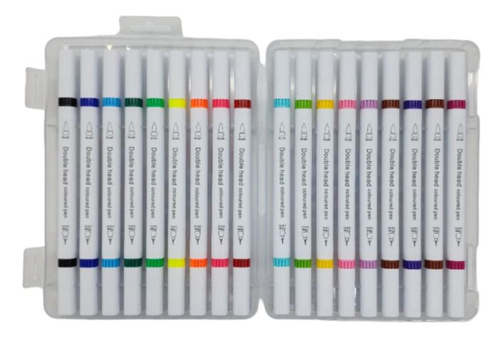 Set Marcadores Doble Punta 18 Lapices Plumones Watercolor-2