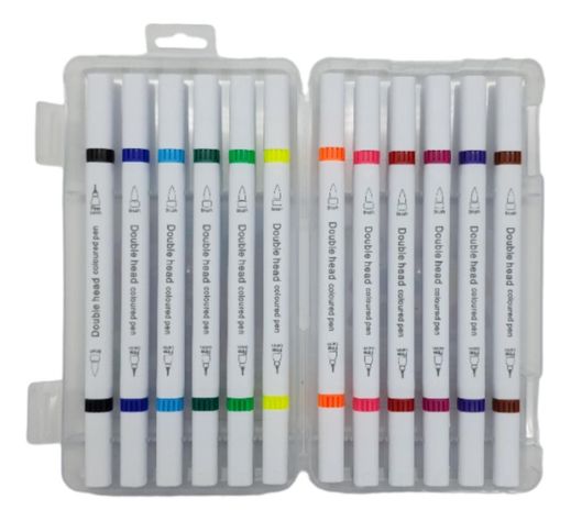 Set Marcadores Doble Punta 12 Lapices Plumones Watercolor-2