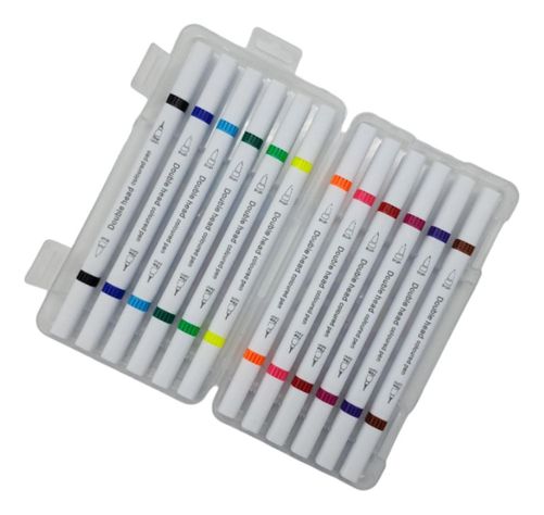 Set Marcadores Doble Punta 12 Lapices Plumones Watercolor-3