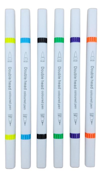 Set Marcadores Doble Punta 12 Lapices Plumones Watercolor-6