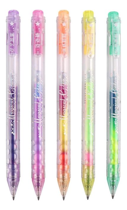 Set 5 Lapices Gel Con Brillo Multicolor Magical Boligrafo-0