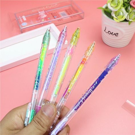 Set 5 Lapices Gel Con Brillo Multicolor Magical Boligrafo-3
