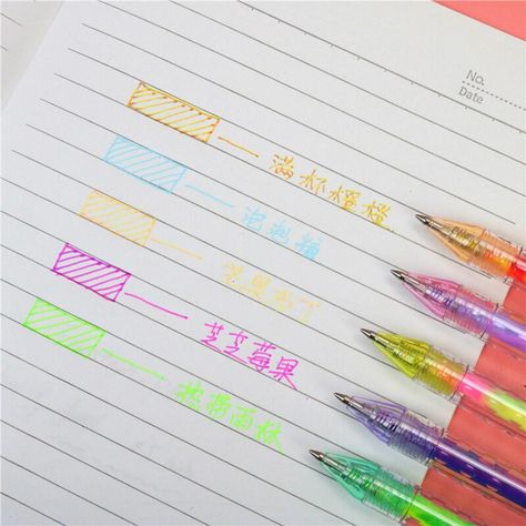 Set 5 Lapices Gel Con Brillo Multicolor Magical Boligrafo-4