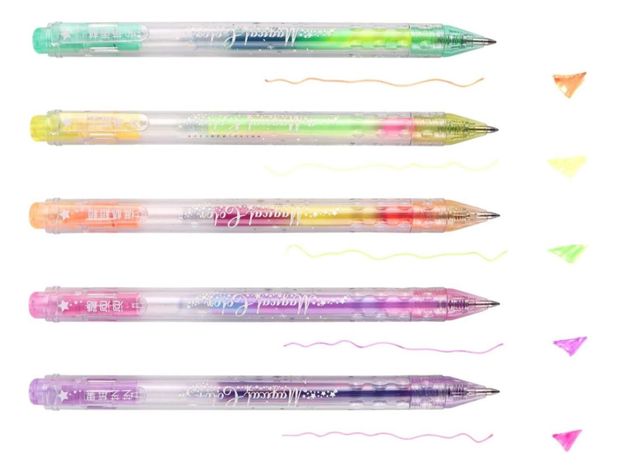 Set 5 Lapices Gel Con Brillo Multicolor Magical Boligrafo-6