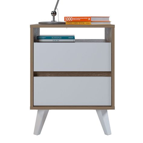 Velador Mood 2 Cajones y 1 Espacio 45 x 60 x 35cm. Color Blanco / Madera-3