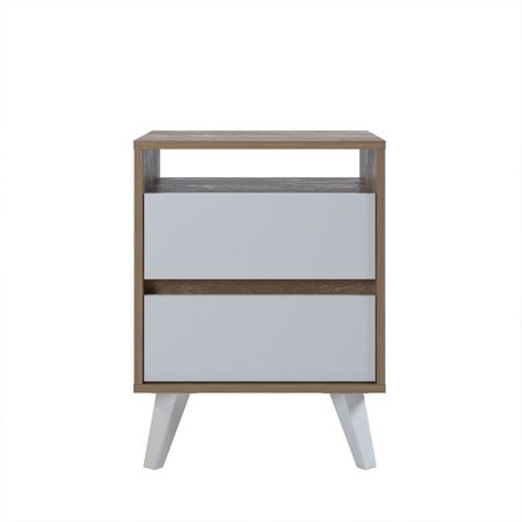 Velador Mood 2 Cajones y 1 Espacio 45 x 60 x 35cm. Color Blanco / Madera-1