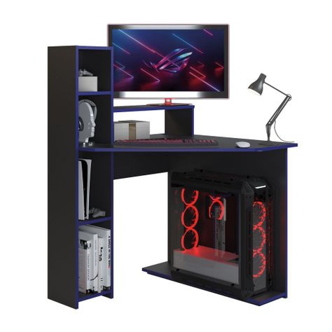 Escritorio Gamer Silcosil 87 x 122 x 89cm. Color Negro / Azul-3