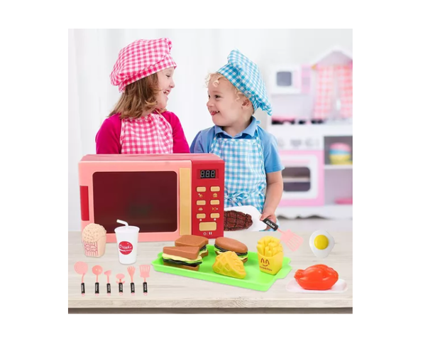 Horno Microondas De Juguete Más Accesorios Luz Y Sonido-1