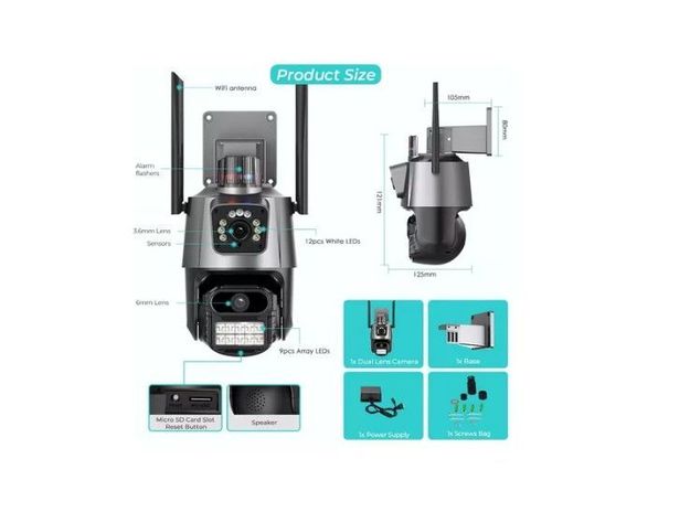 Camara De Seguridad Vigilancia Dual Visión Wifi Ip-4