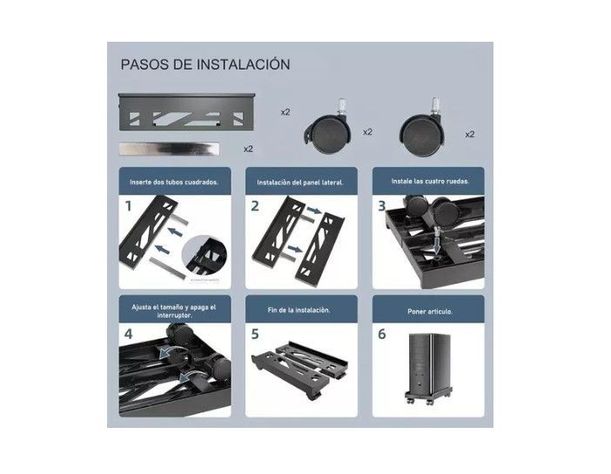 Base/soporte De Cpu Expandible Retráctil Con Ruedas Y Freno-6