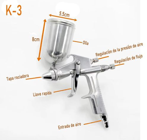 Pistola Para Pintar K-3 Pulverizador Aerógrafo Con Copa-3