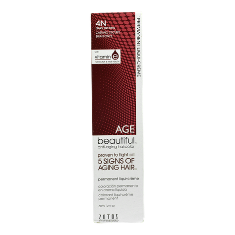 Tinte Permanente Anti-Edad En Crema Liquida De 60 ml Castaño Oscuro 4N Age-0
