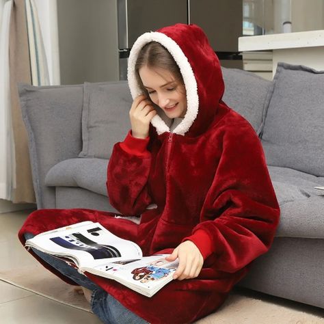Poleron Frazada Gigante Poleron Sherpa Polar Capucha Bata Unisex invierno-1