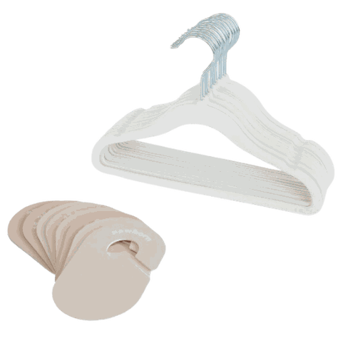 Set de Separadores +Colgadores Ropa Niños de Terciopelo Color Crema-0