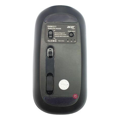 Mouse Bluetooth 1600 DPI Ajustable 5 Botones Silver Acer - PS-1