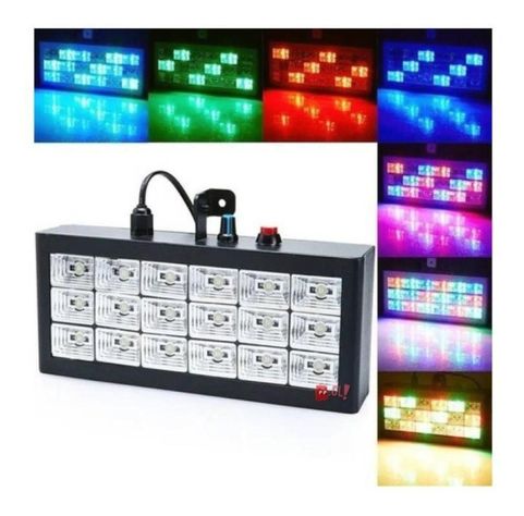 Luz Estroboscópica De 18led Con 4 Colores - Ps-1