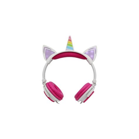 Audífonos Unicornio Niños Rainbows Sound Led Rosado - Ps-0